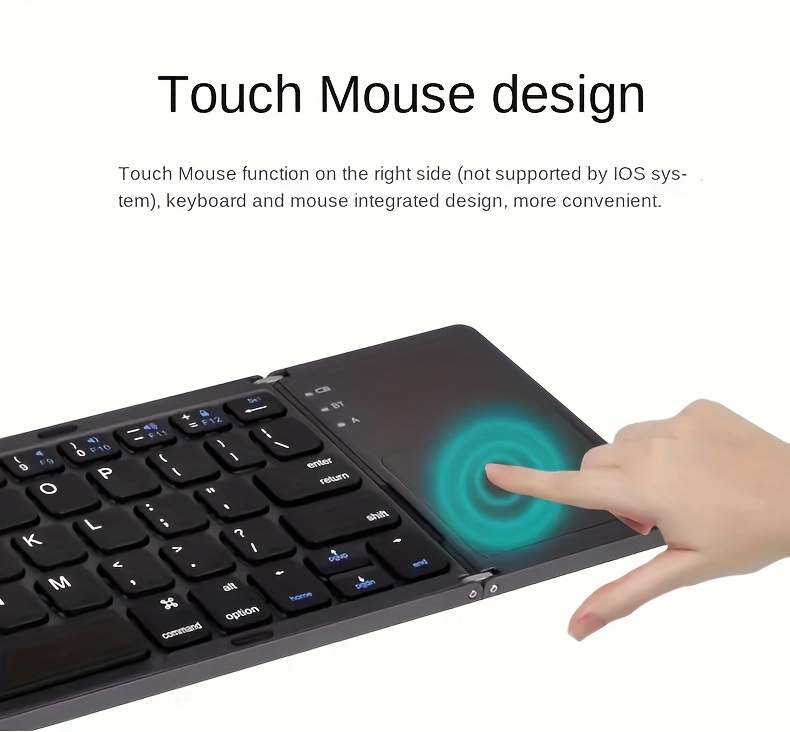 three fold touchpad keyboard comfortable frosting feel practical touch pad light weight and thin thickness three system compatibility using imported chips three fold easy to carry details 4