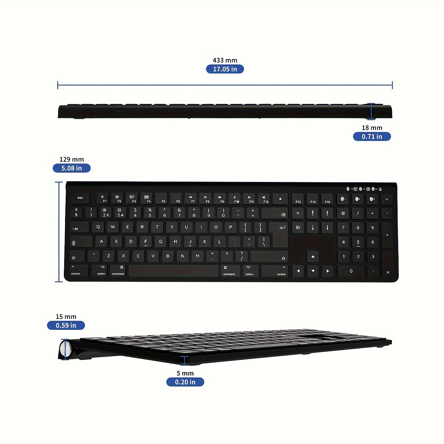 type c charging dual system three channel wireless keyboard laptop phone tablet universal wireless keyboard details 1