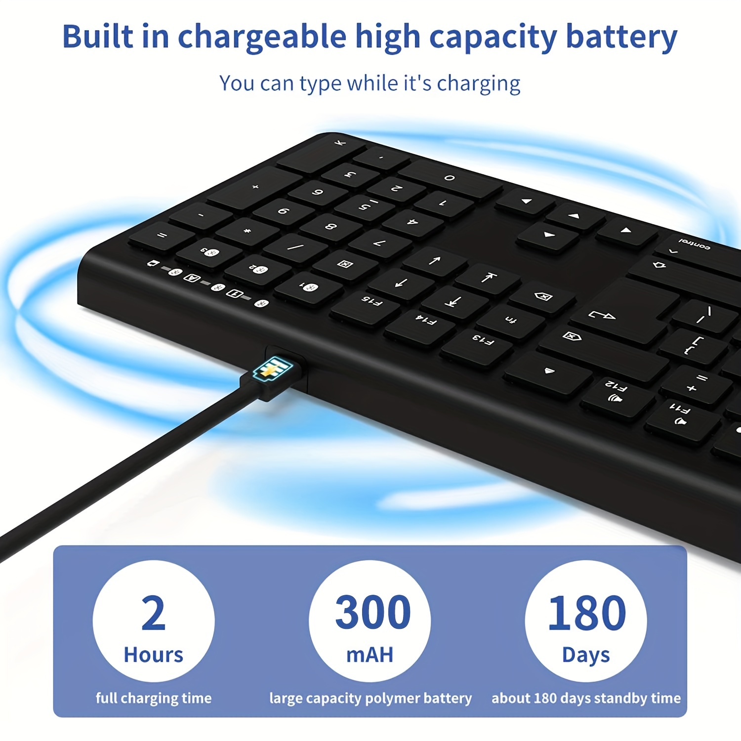 type c charging dual system three channel wireless keyboard laptop phone tablet universal wireless keyboard details 3