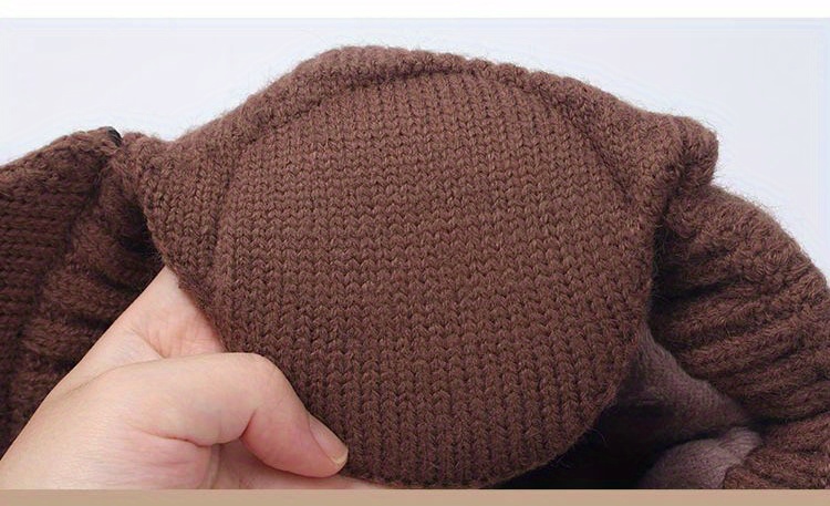 1pc mens wool pullover knit cap with built in earmuffs for winter details 1