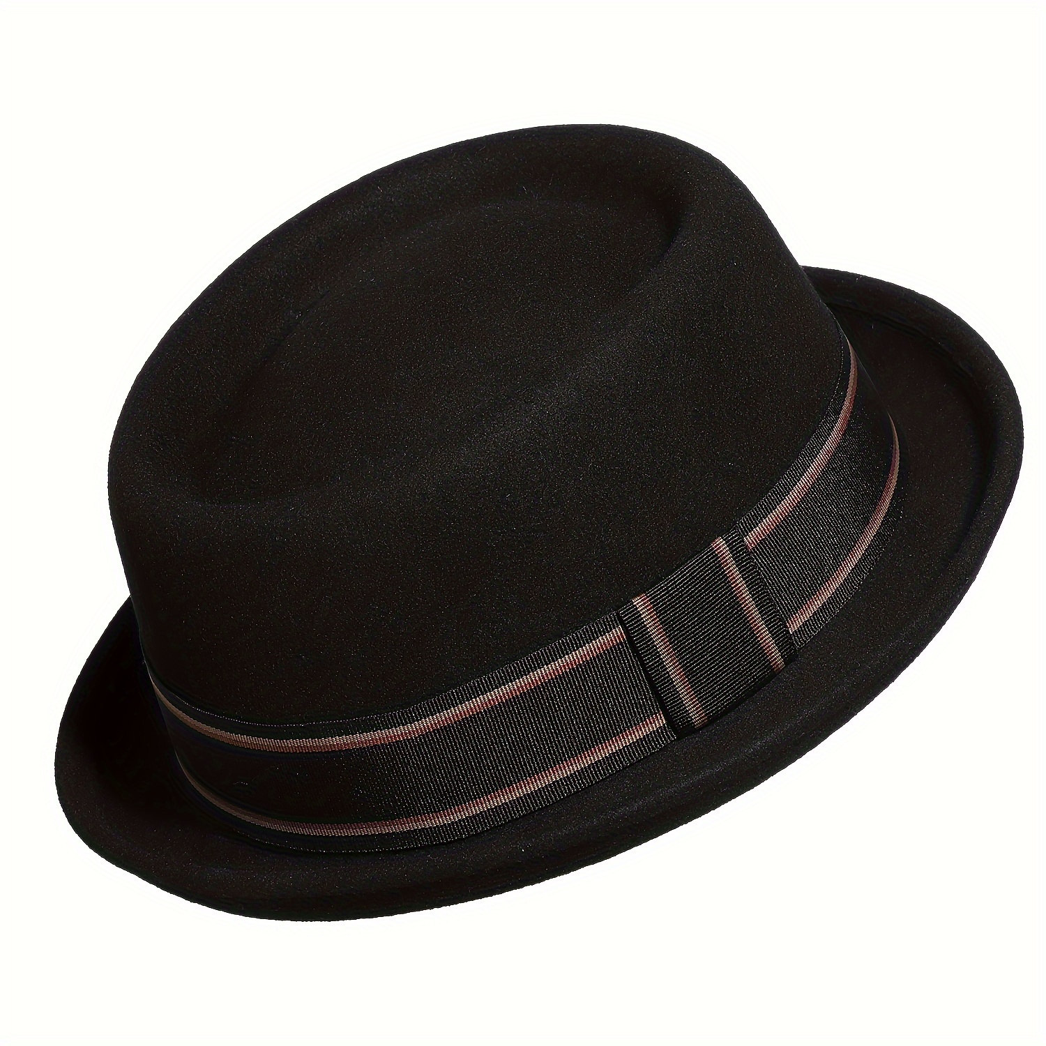 1pc 100 wool mens dress hat with brim classic felt fedora vintage hat ideal choice for gifts details 0