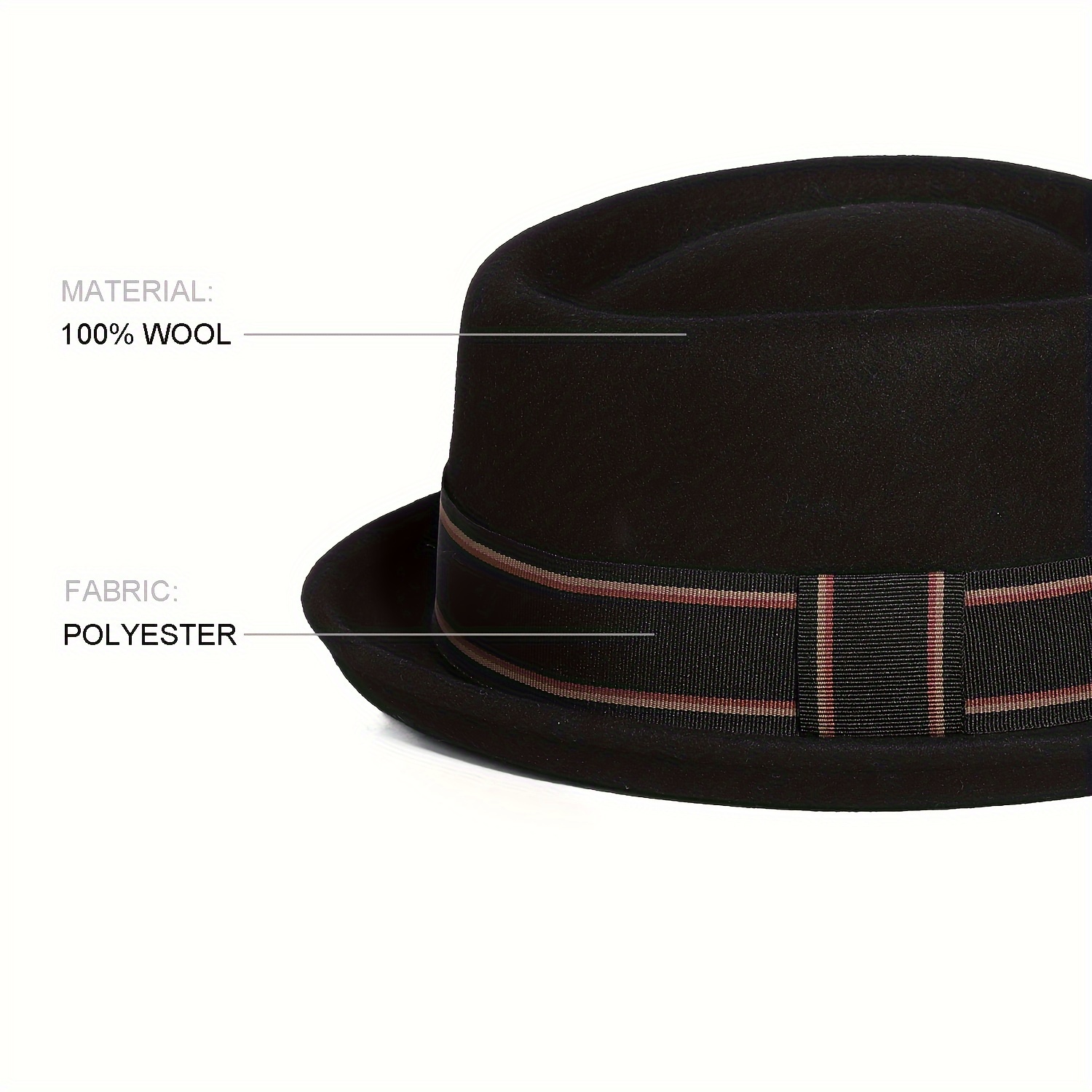 1pc 100 wool mens dress hat with brim classic felt fedora vintage hat ideal choice for gifts details 4