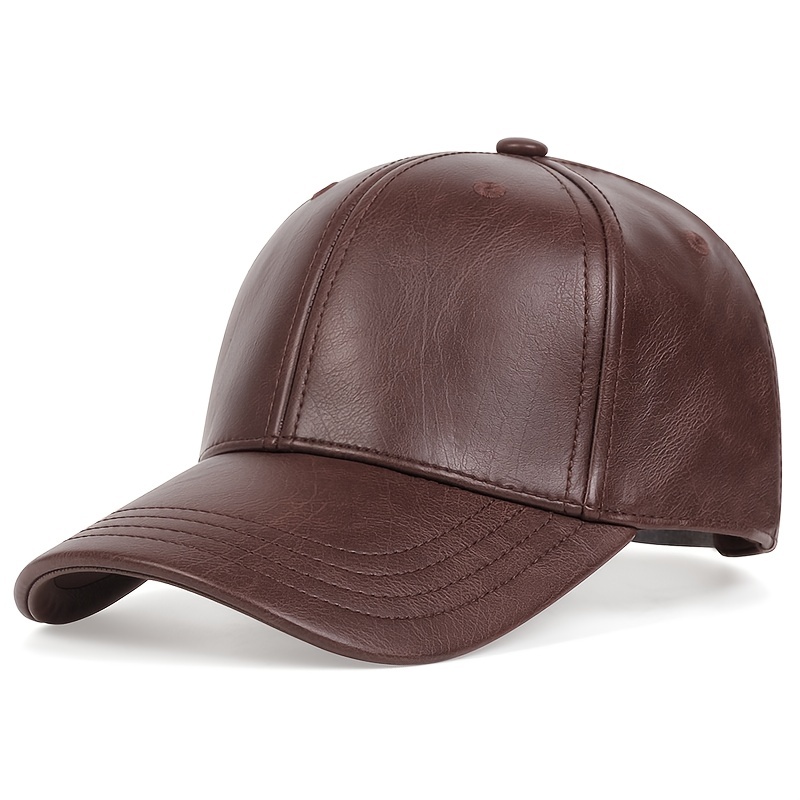 1pc mens pu leather baseball cap ideal choice for gifts details 0