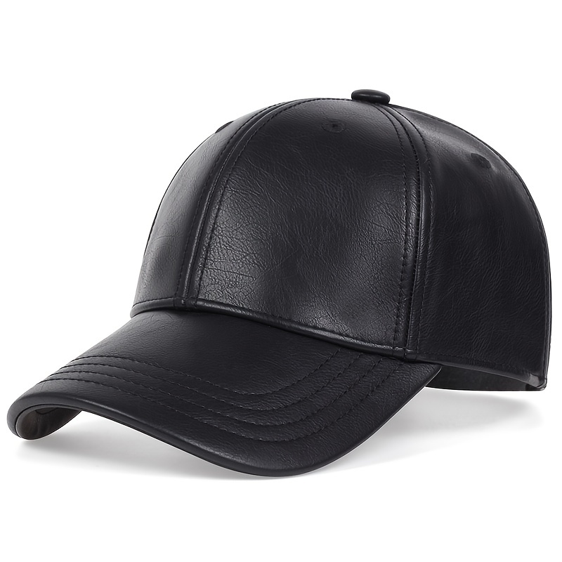 1pc mens pu leather baseball cap ideal choice for gifts details 1