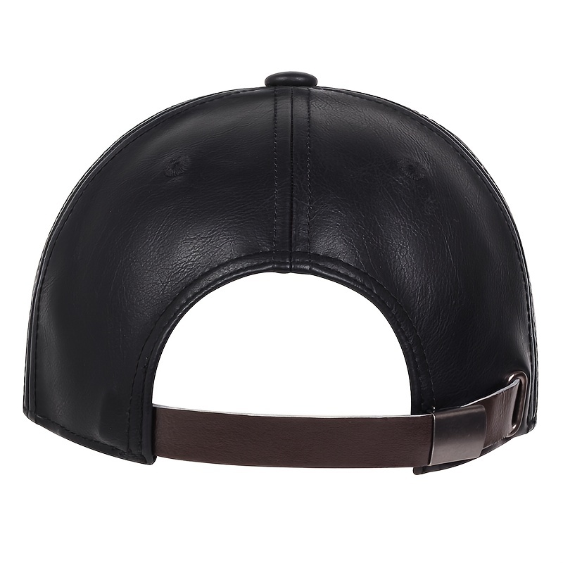 1pc mens pu leather baseball cap ideal choice for gifts details 3