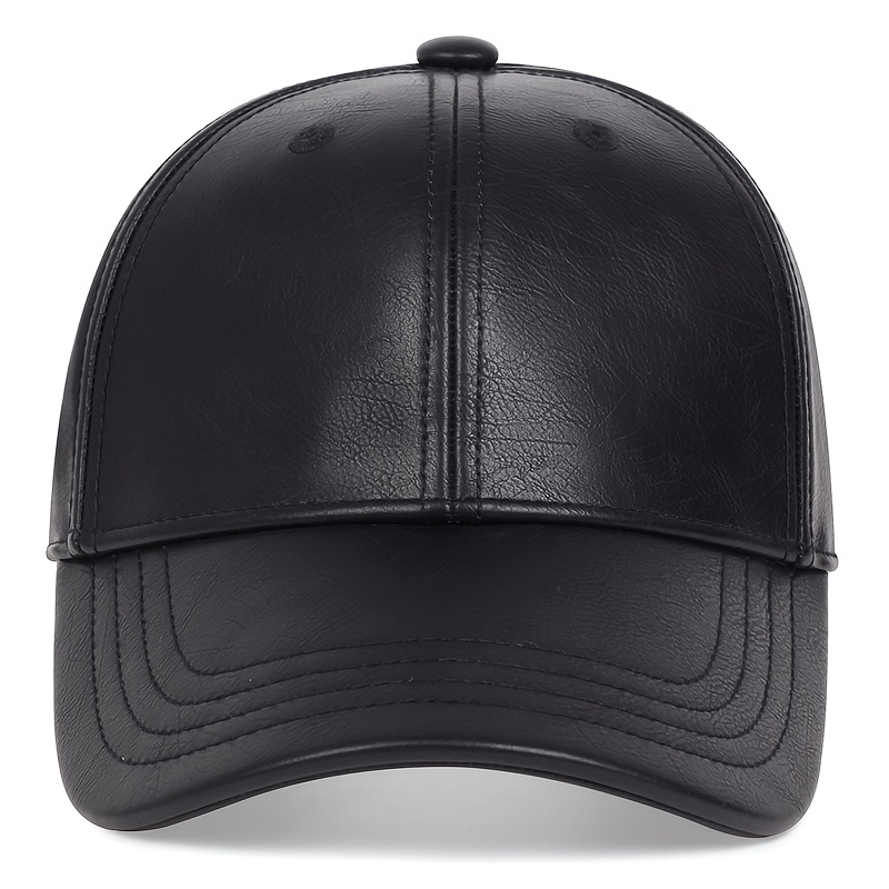 1pc mens pu leather baseball cap ideal choice for gifts details 4