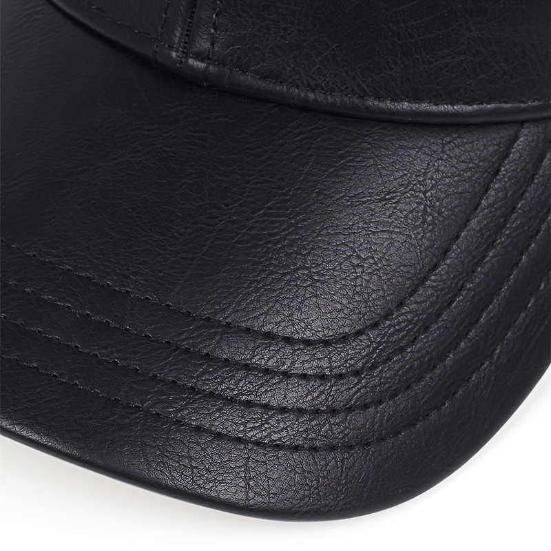 1pc mens pu leather baseball cap ideal choice for gifts details 6