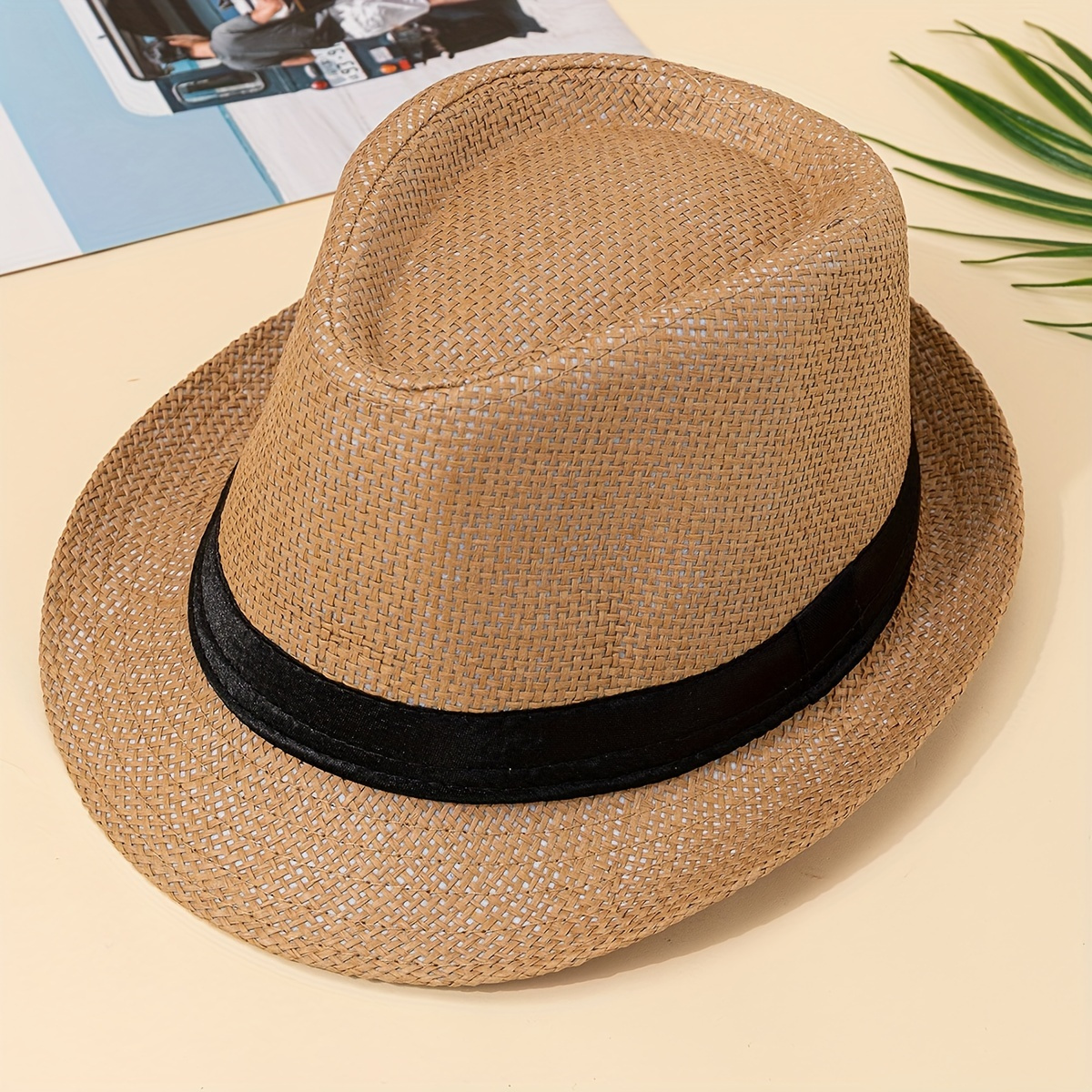 summer hat men straw woven sunshade breathable hat sunscreen sun hat jazz hat mens hat casual hat cool hat ideal choice for gifts details 0