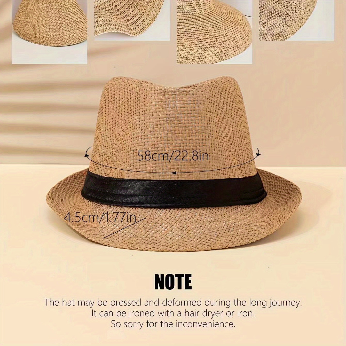 summer hat men straw woven sunshade breathable hat sunscreen sun hat jazz hat mens hat casual hat cool hat ideal choice for gifts details 1