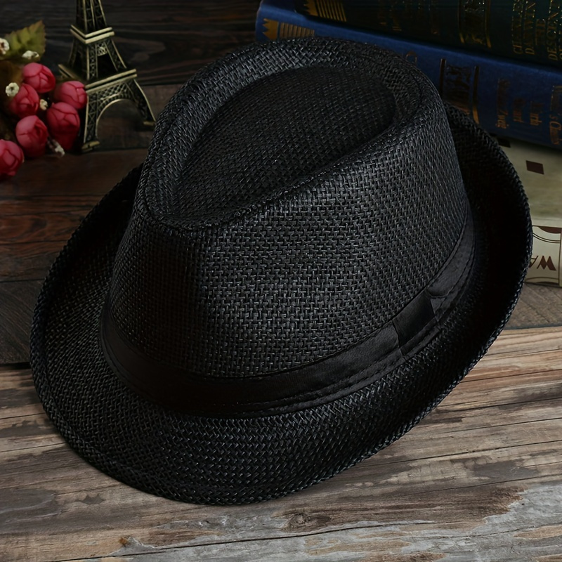 summer hat men straw woven sunshade breathable hat sunscreen sun hat jazz hat mens hat casual hat cool hat ideal choice for gifts details 3