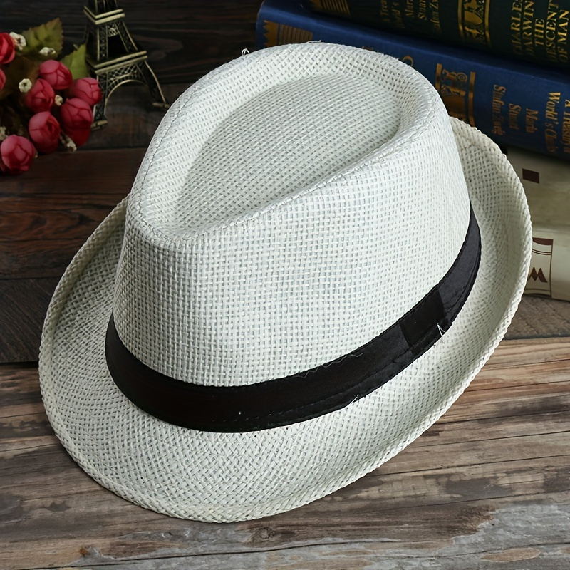 summer hat men straw woven sunshade breathable hat sunscreen sun hat jazz hat mens hat casual hat cool hat ideal choice for gifts details 4