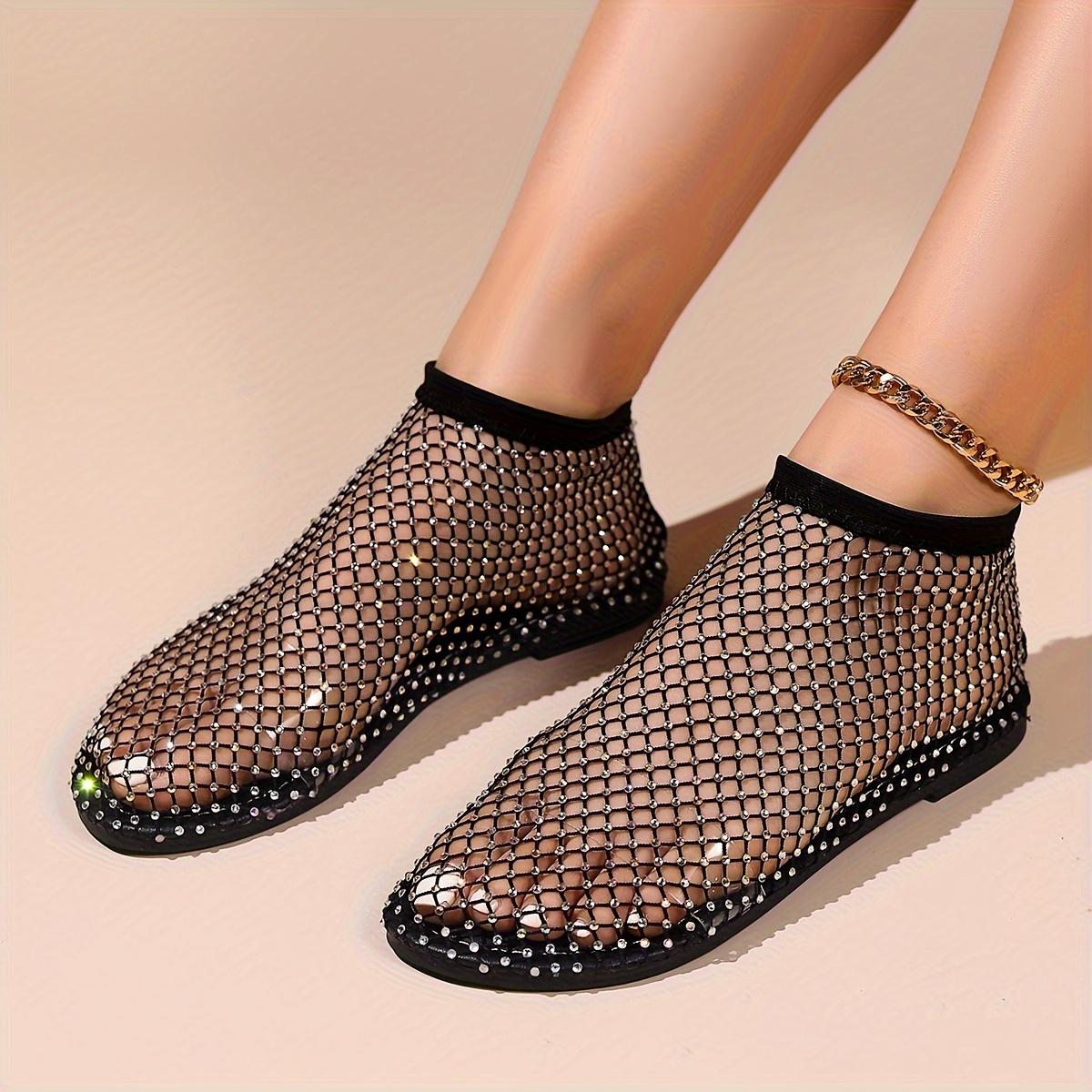 womens rhinestone decor sandals slip on lightweight hollow out shoes glitter mesh non slip beach shoes details 9