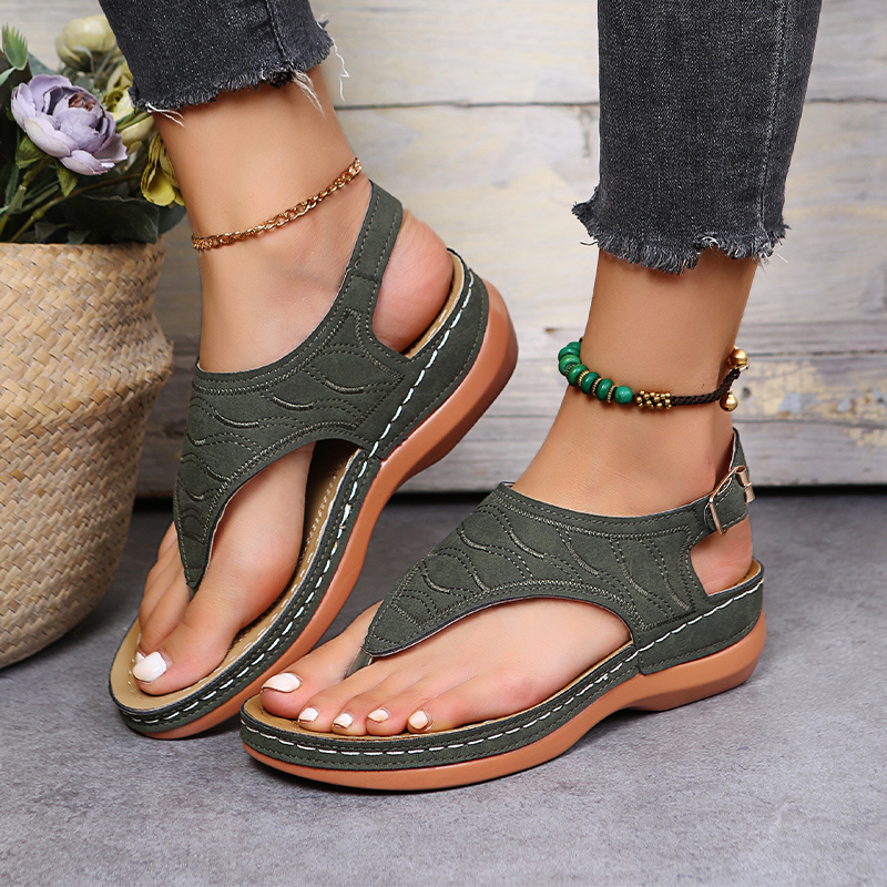 womens platform flats sandals fashion buckle flip flops casual beach sandals womens footwear details 1