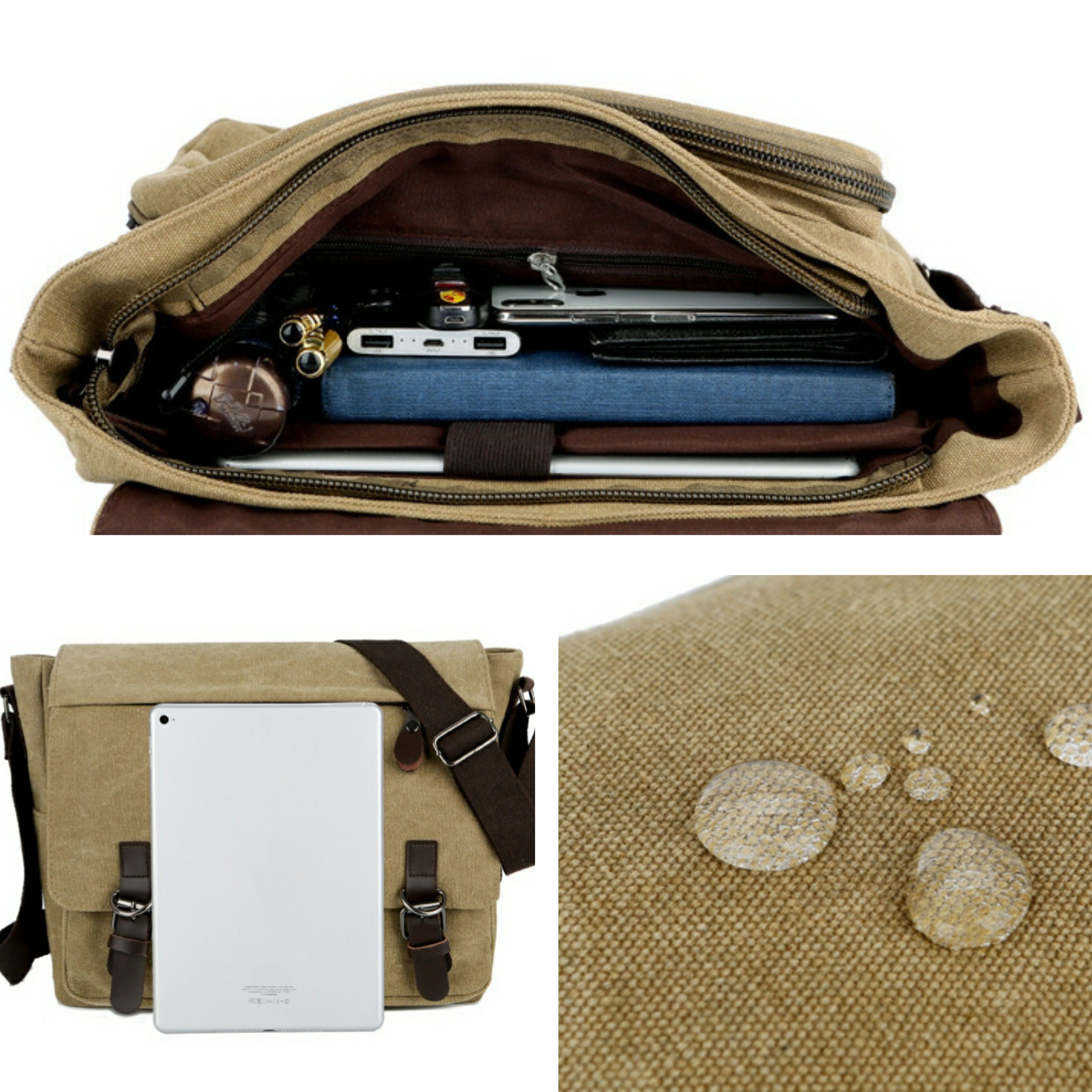 1pc mens wear resistant dirty resistant retro canvas bag practical fabric waterproof thick and stylish bag details 6