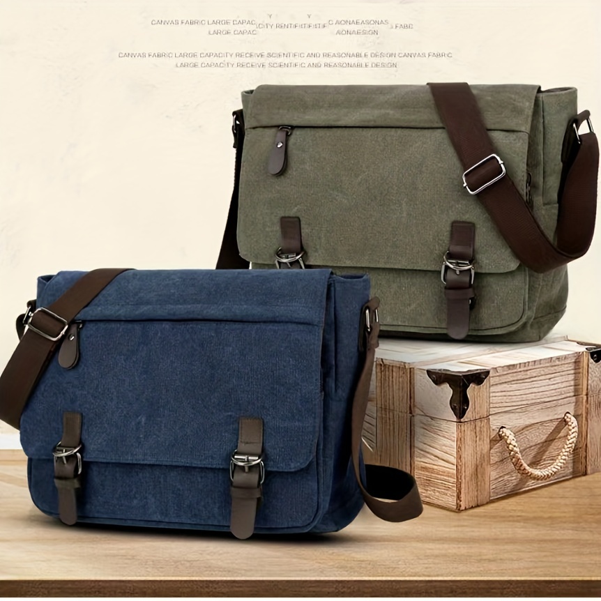 1pc mens wear resistant dirty resistant retro canvas bag practical fabric waterproof thick and stylish bag details 7