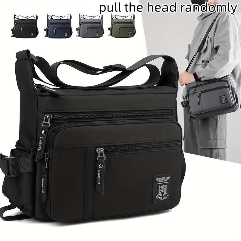 1pc mens multi pocket large capacity bag casual shoulder bag multi functional business travel backpack waterproof wear resistant bag details 0