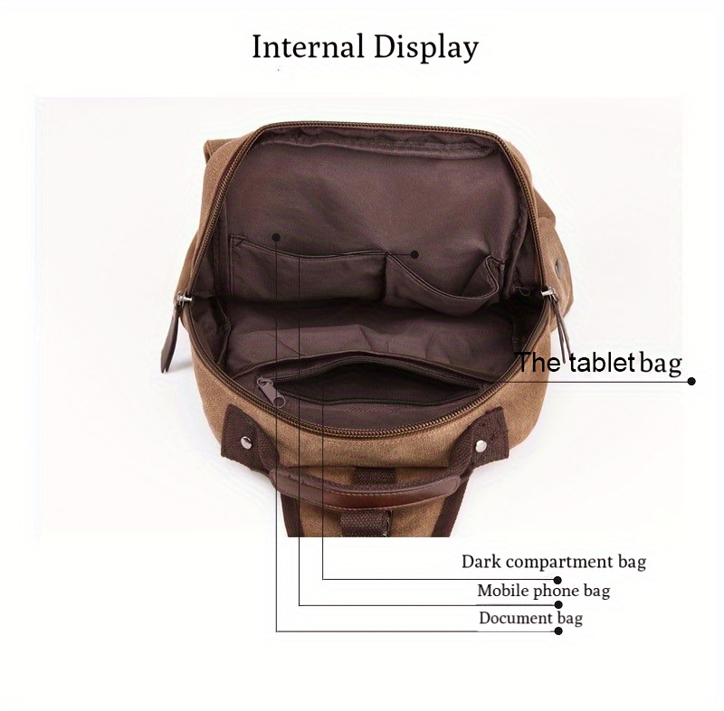 2pcs set mens fashion canvas bag outdoor travel large capacity sling bag and card holder set details 4