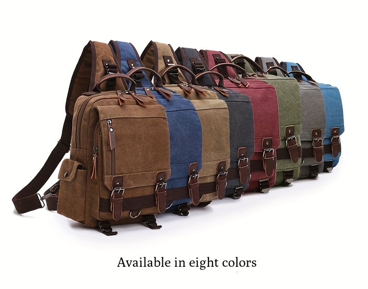 2pcs set mens fashion canvas bag outdoor travel large capacity sling bag and card holder set details 5