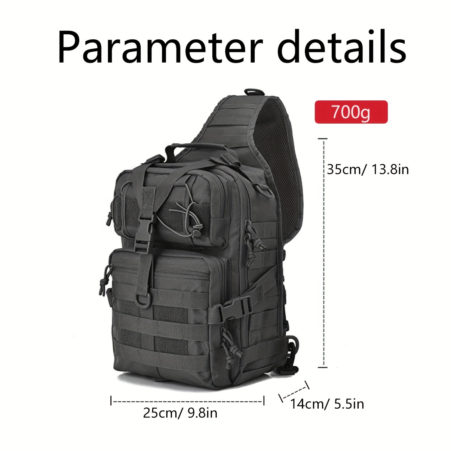 1pc mens shoulder backpack nylon casual sling bag details 0