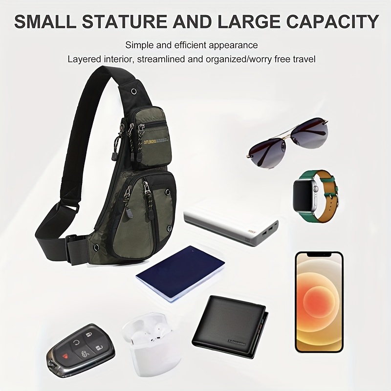 1pc mens nylon casual multi pockets chest bag daily trendy shoulder bag for outdoor running hiking camping details 9