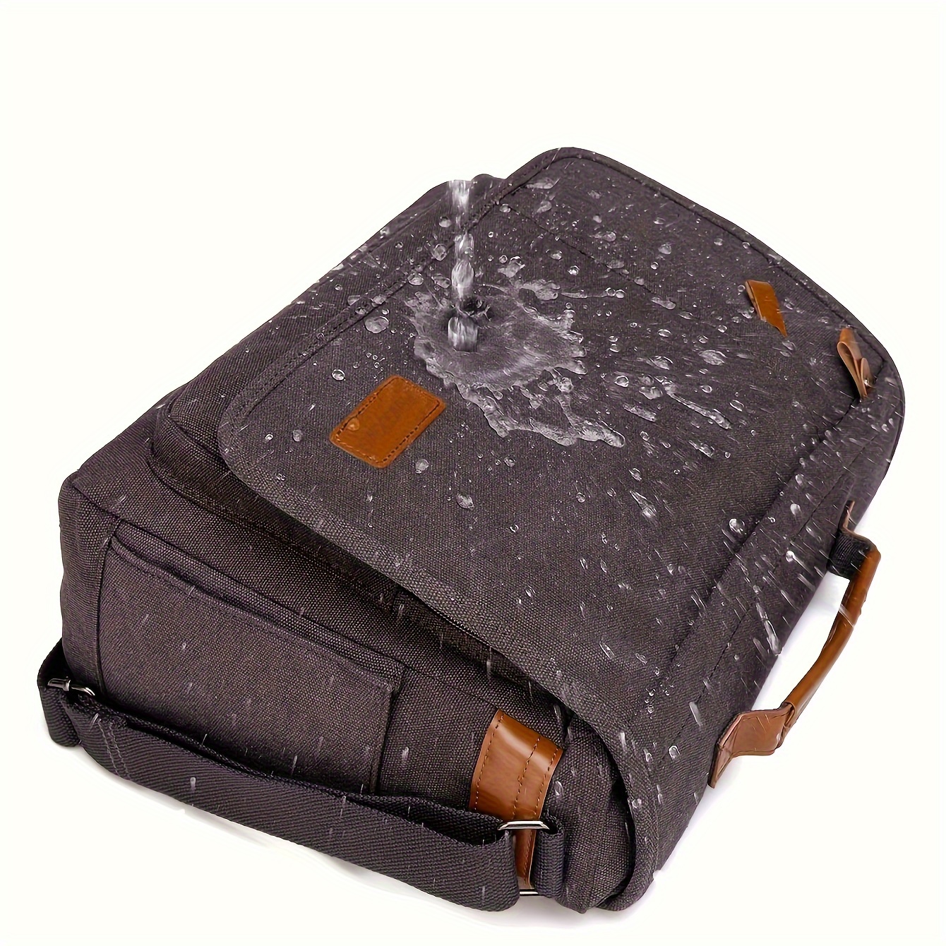 mens messenger bag 17in waterproof vintage canvas large capacity crossbody shoulder bag briefcase laptop bag details 6