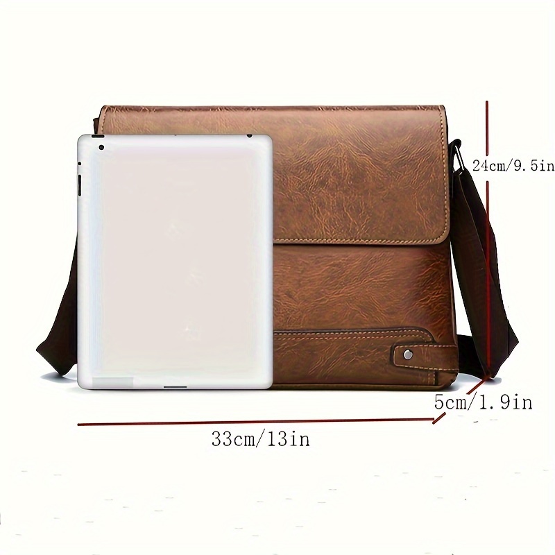 1pc mens business commuter large capacity retro shoulder horizontal crossbody bag details 5