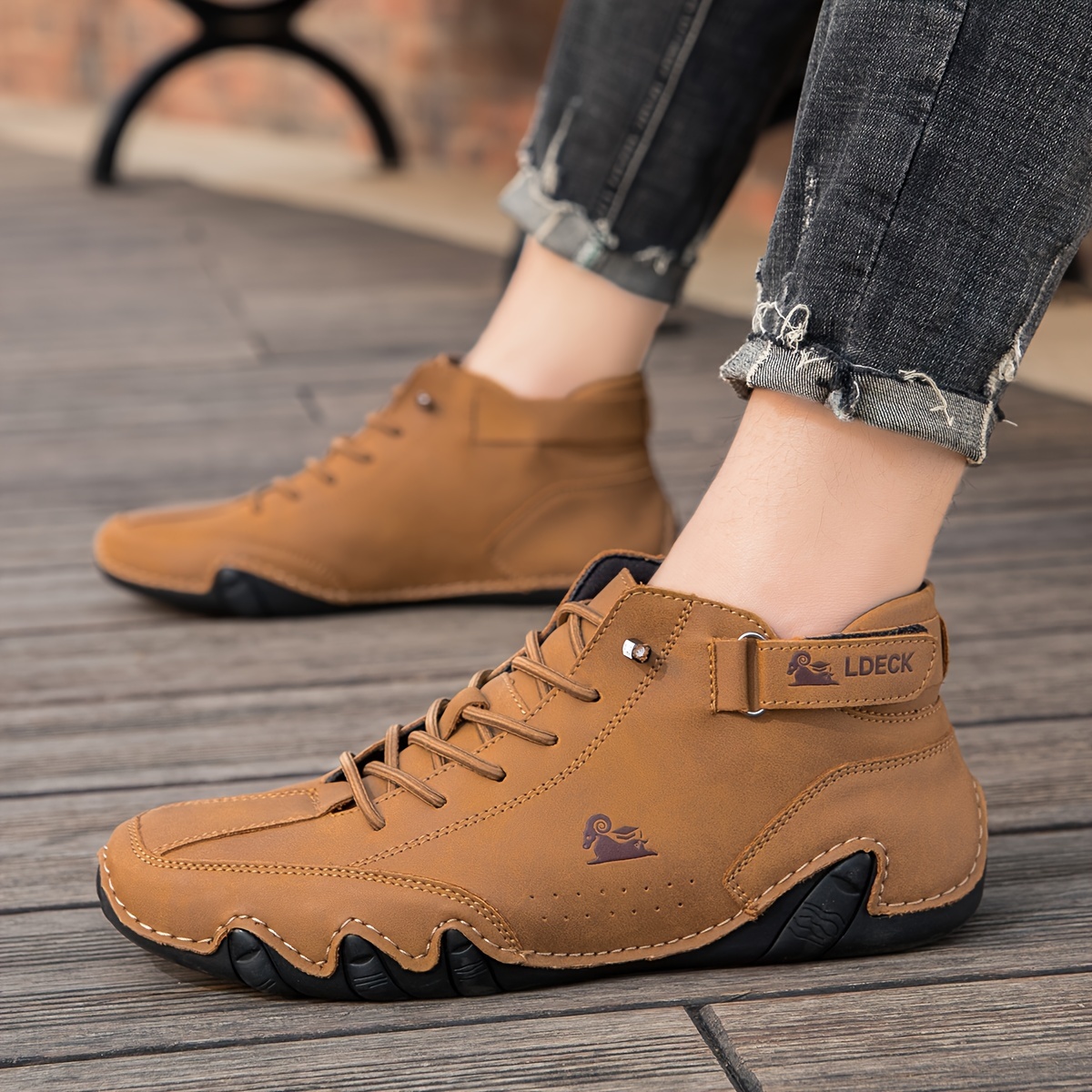 mens casual stitching sneakers breathable anti slip lace up walking shoes for office walking spring summer and autumn details 3