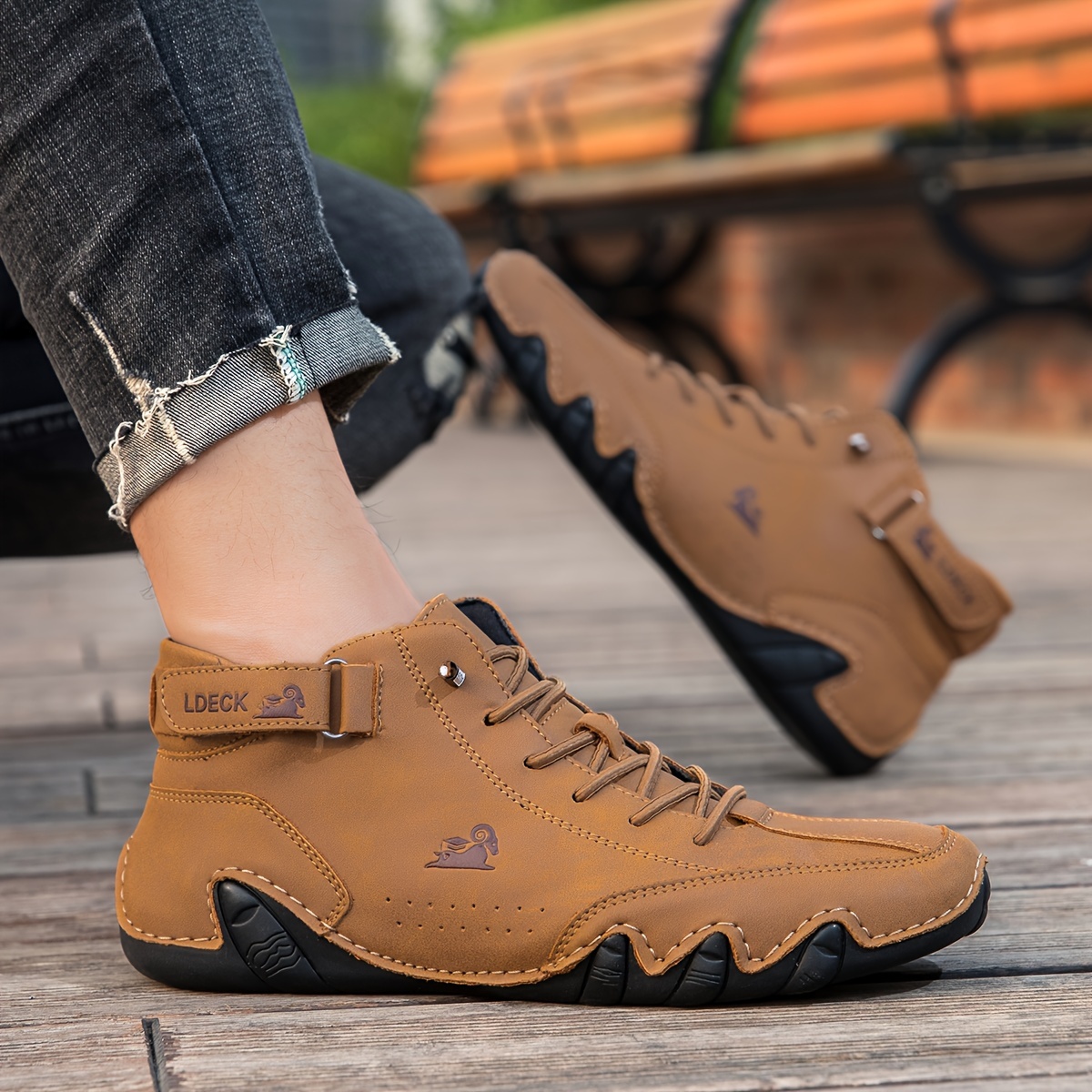 mens casual stitching sneakers breathable anti slip lace up walking shoes for office walking spring summer and autumn details 5