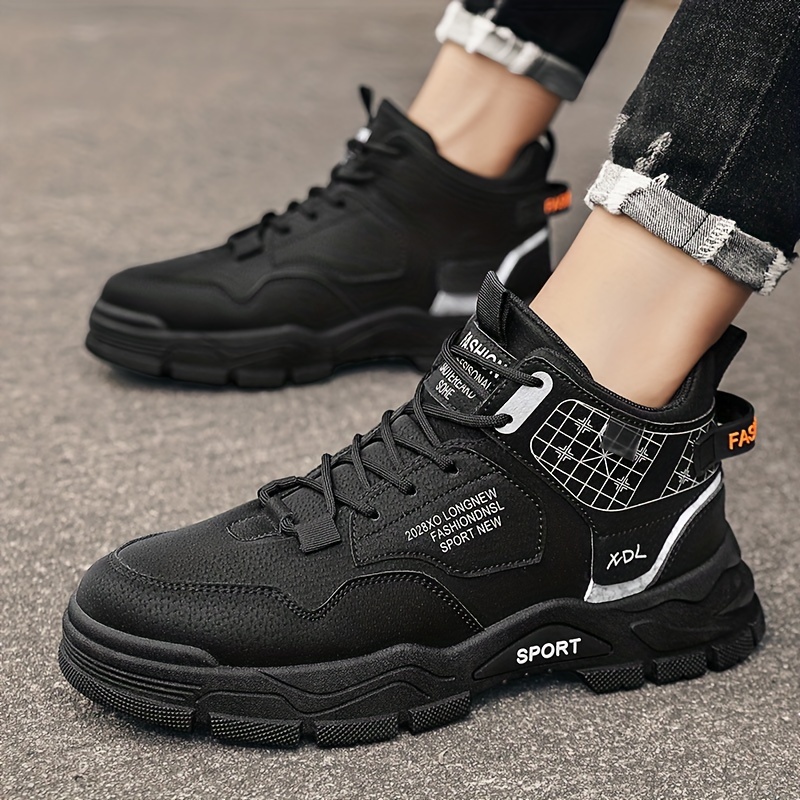 mens casual ankle boots odor proof wear resistant anti skid lace up shoes with pu leather uppers for outdoor spring autumn and winter details 7