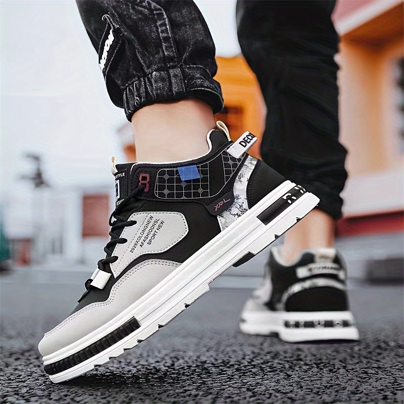 mens fashion skate shoes breathable non slip lace up shoes for outdoor spring and autumn details 5