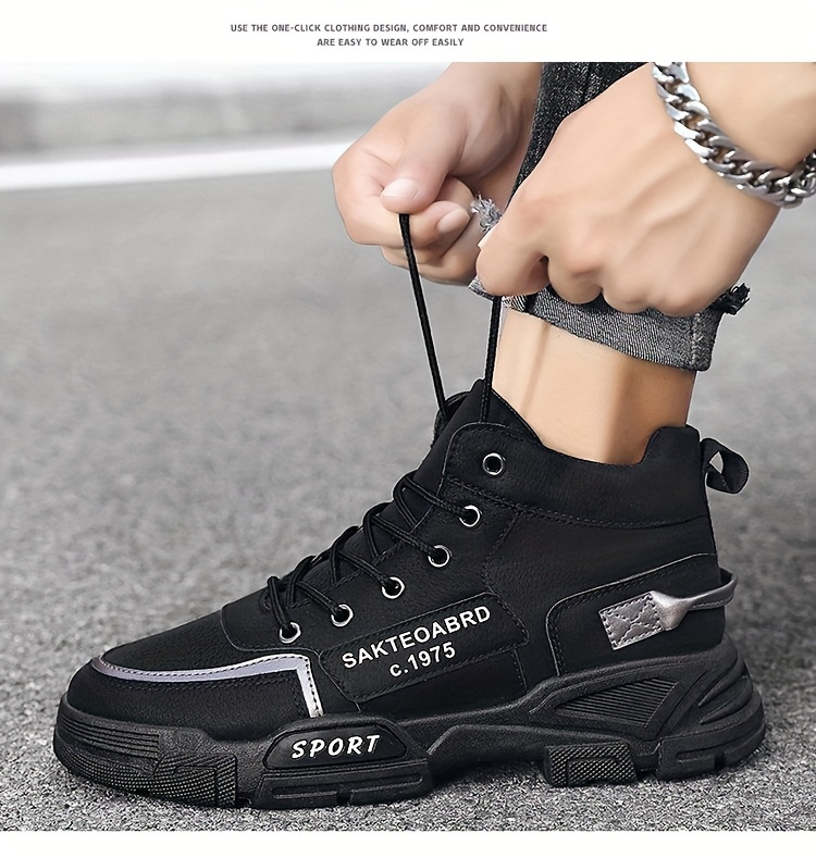 mens sturdy work boots lace up boots comfortable and breathable shoes sneakers details 2