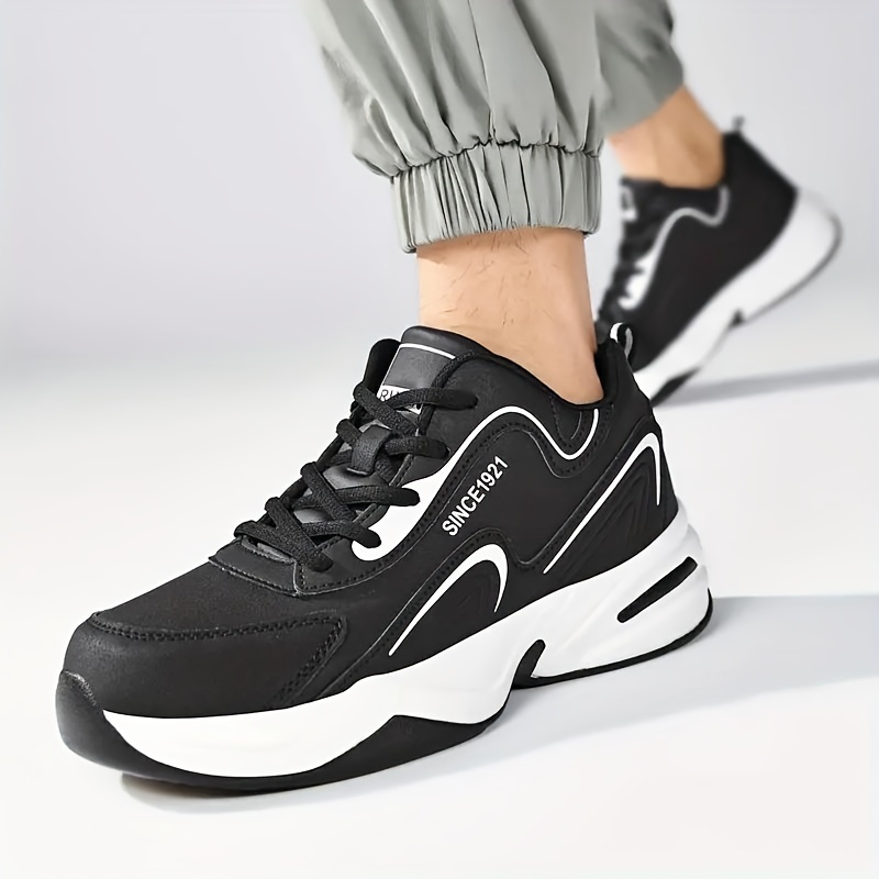 mens chunky lace up sneakers athletic shoes shock absorbing and breathable details 8