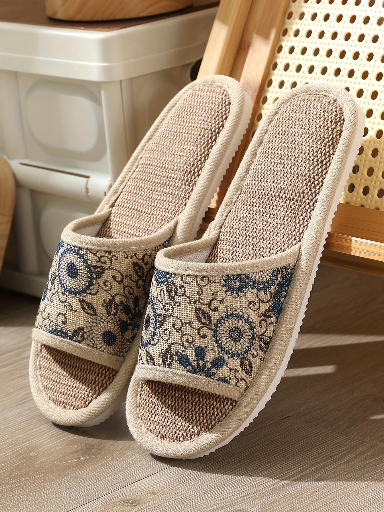 quiet slippers, mens open toe cozy patterned house slippers anti skid slip on shoes quiet slippers indoor for spring fall details 3