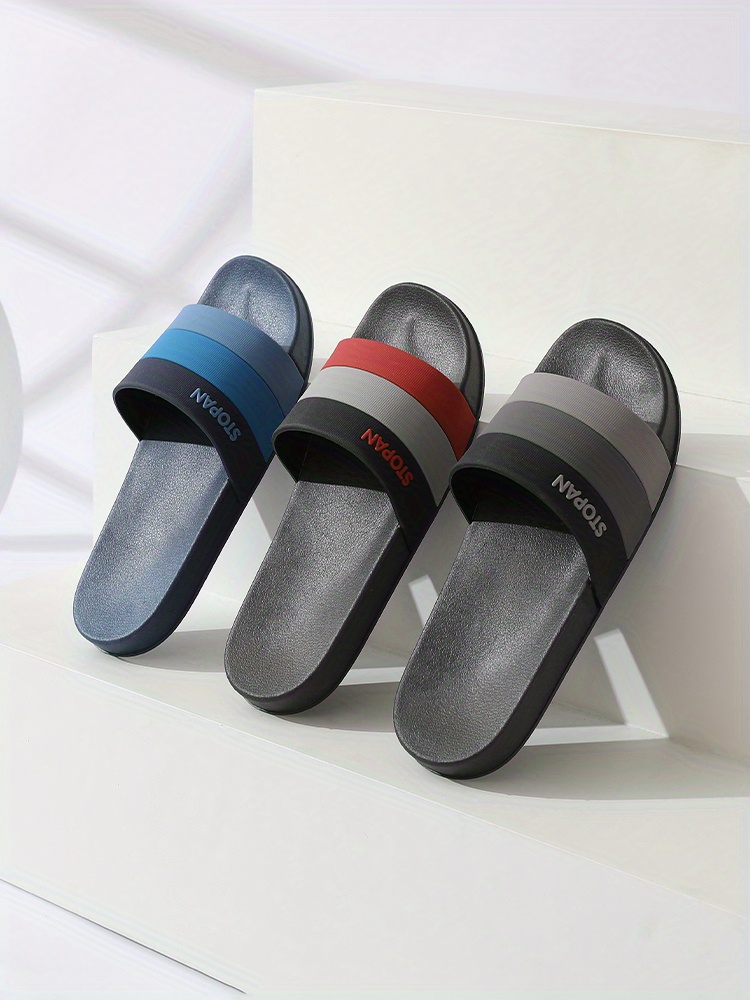 mens lightweight non slip open toe quick drying slides for bathroom beach summer details 1