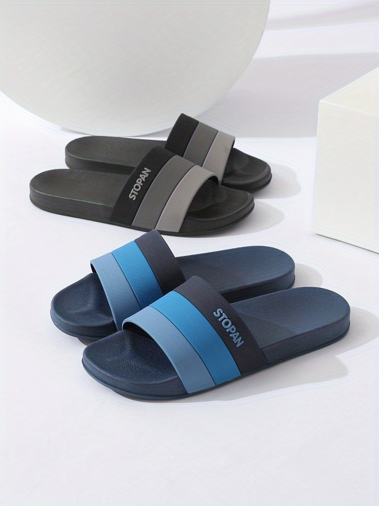 mens lightweight non slip open toe quick drying slides for bathroom beach summer details 2