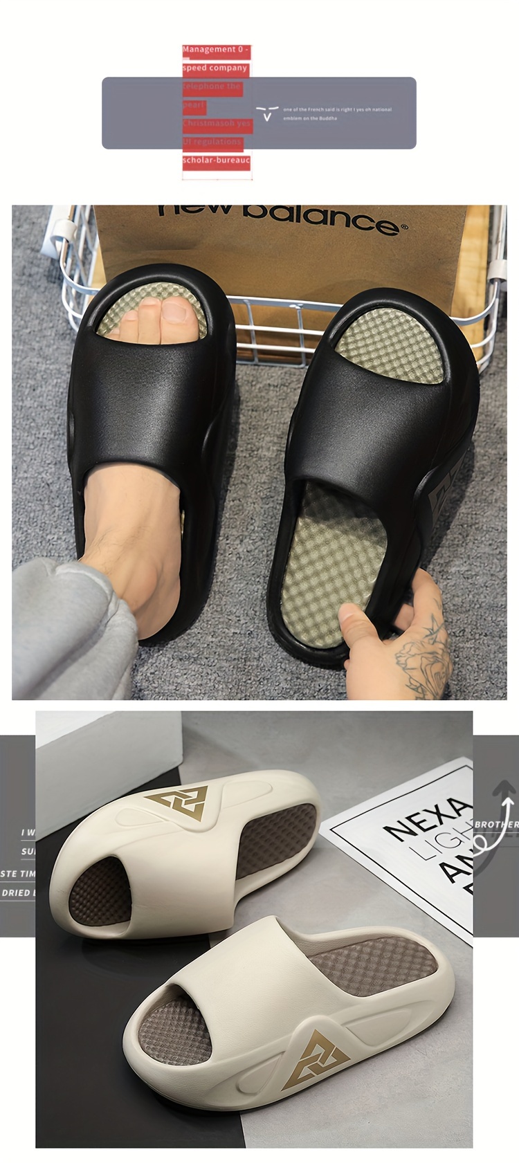 mens fashion eva slides casual thick sole non slip slippers open toe shoes for indoor outdoor beach shower details 0