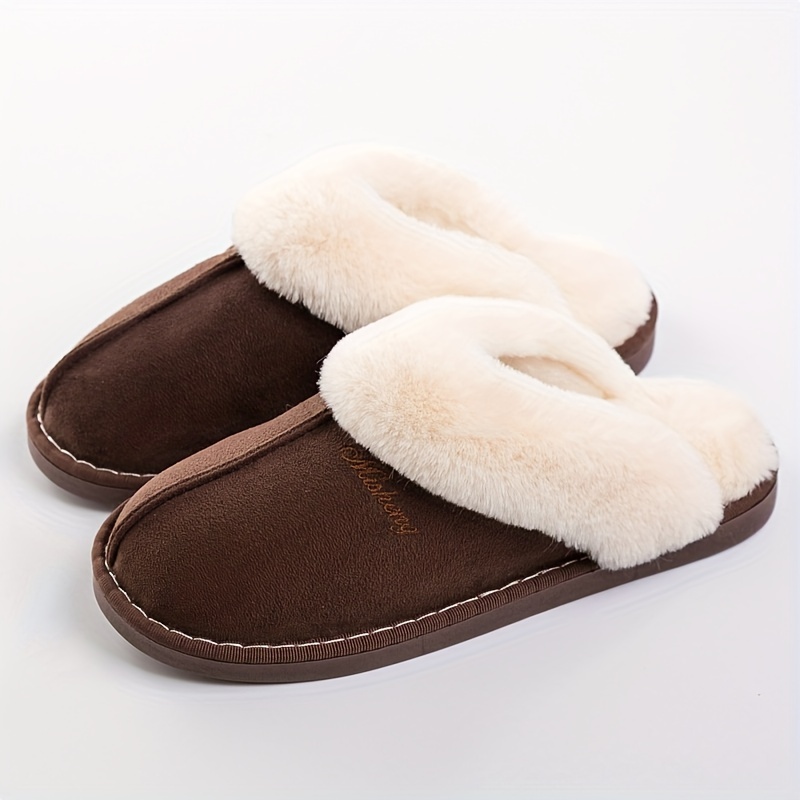 mens warm cozy plush non slip slippers comfy house home shoes winter details 2