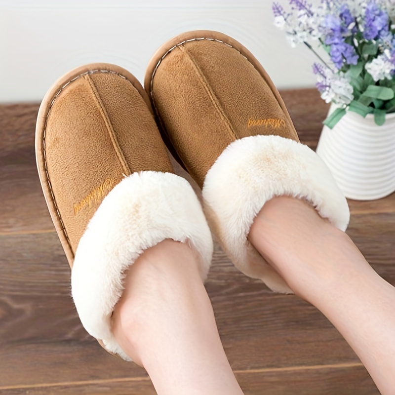 mens warm cozy plush non slip slippers comfy house home shoes winter details 5