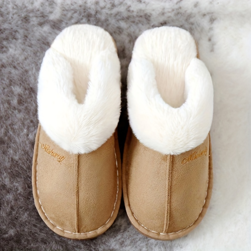 mens warm cozy plush non slip slippers comfy house home shoes winter details 6