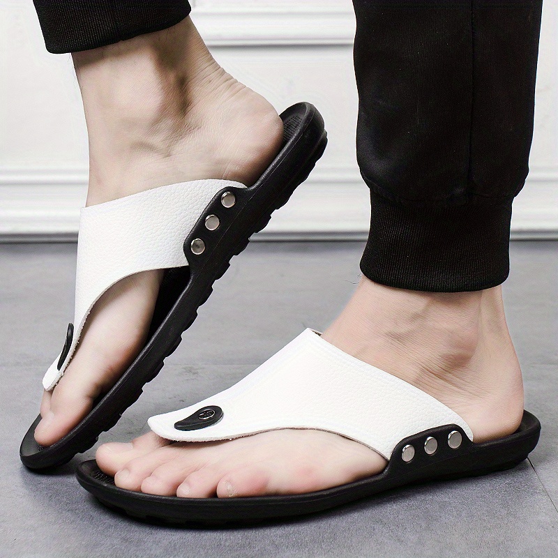 mens summer rome flip flop beach sandals comfortable t strap open toe slipper men slippers details 25