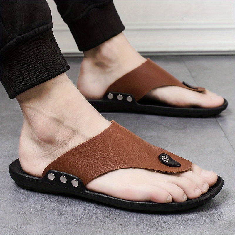 mens summer rome flip flop beach sandals comfortable t strap open toe slipper men slippers details 28