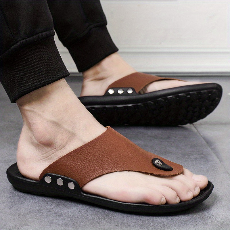 mens summer rome flip flop beach sandals comfortable t strap open toe slipper men slippers details 29