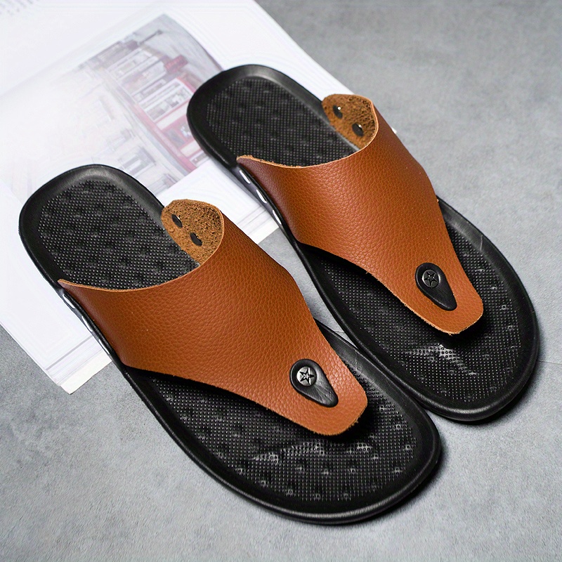 mens summer rome flip flop beach sandals comfortable t strap open toe slipper men slippers details 34