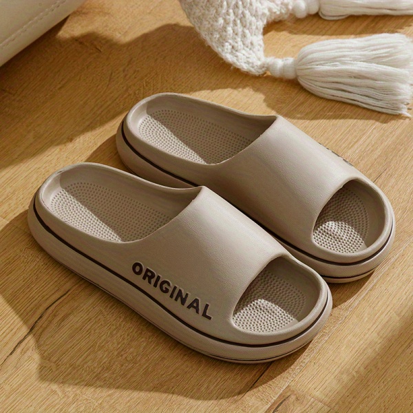 mens slides casual simple letters print lightweight non slip slippers open toe shoes for indoor outdoor beach shower spring and summer details 0