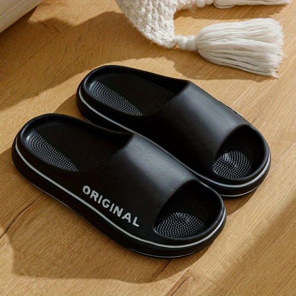 mens slides casual simple letters print lightweight non slip slippers open toe shoes for indoor outdoor beach shower spring and summer details 3