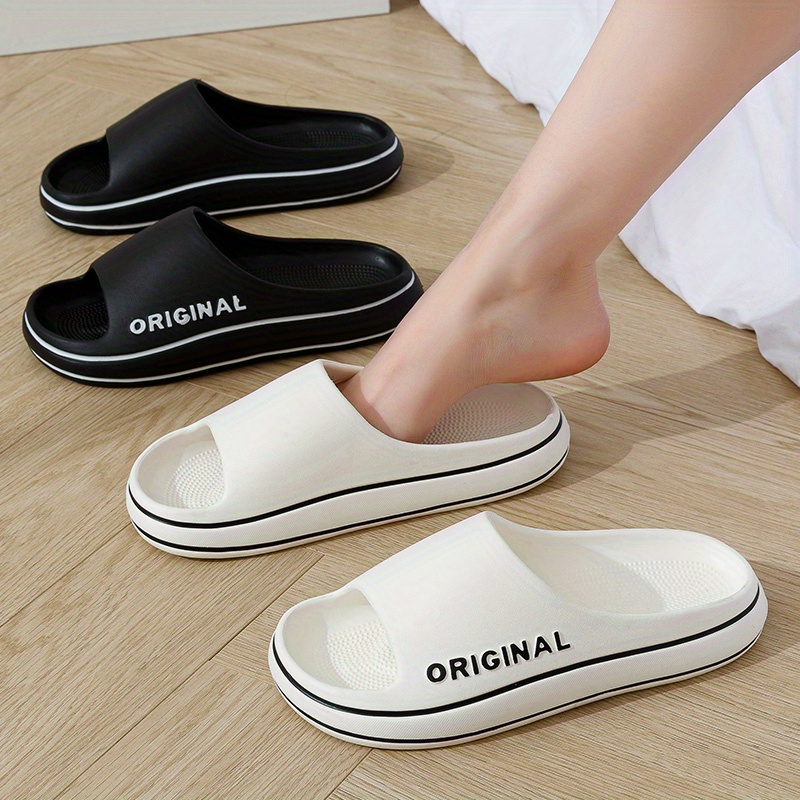 mens slides casual simple letters print lightweight non slip slippers open toe shoes for indoor outdoor beach shower spring and summer details 7