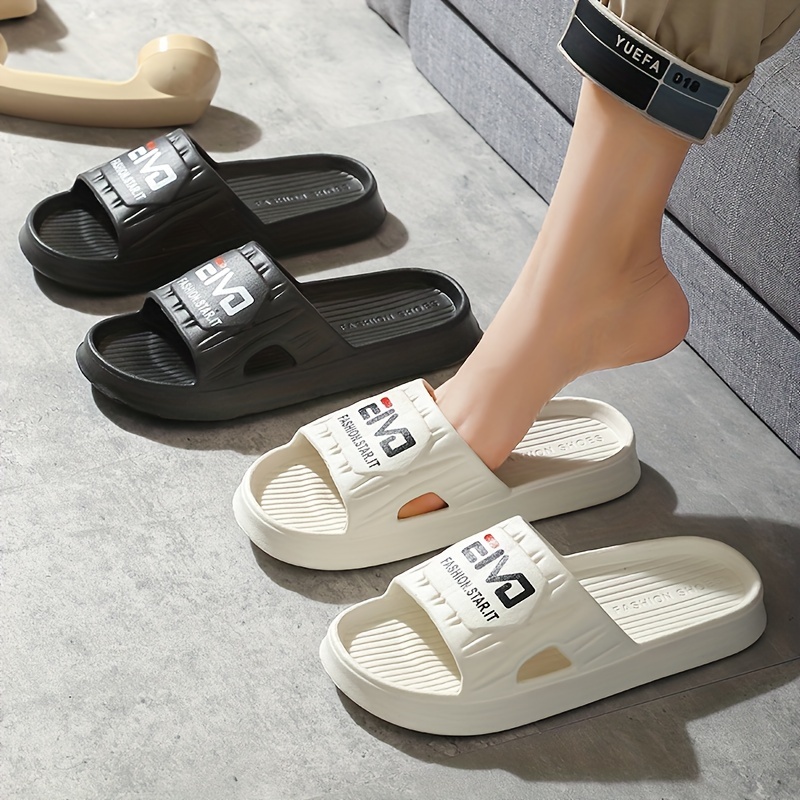 mens alphabet print fashion slides casual non slip slippers open toe shoes for indoor outdoor beach shower spring and summer details 6