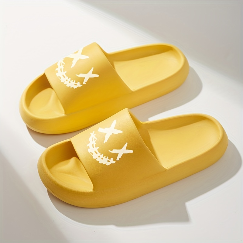 mens smiling face pillow slides casual non slip slippers open toe shoes for indoor outdoor beach shower spring and summer details 10