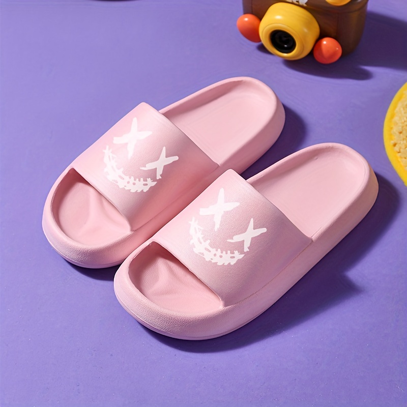 mens smiling face pillow slides casual non slip slippers open toe shoes for indoor outdoor beach shower spring and summer details 12