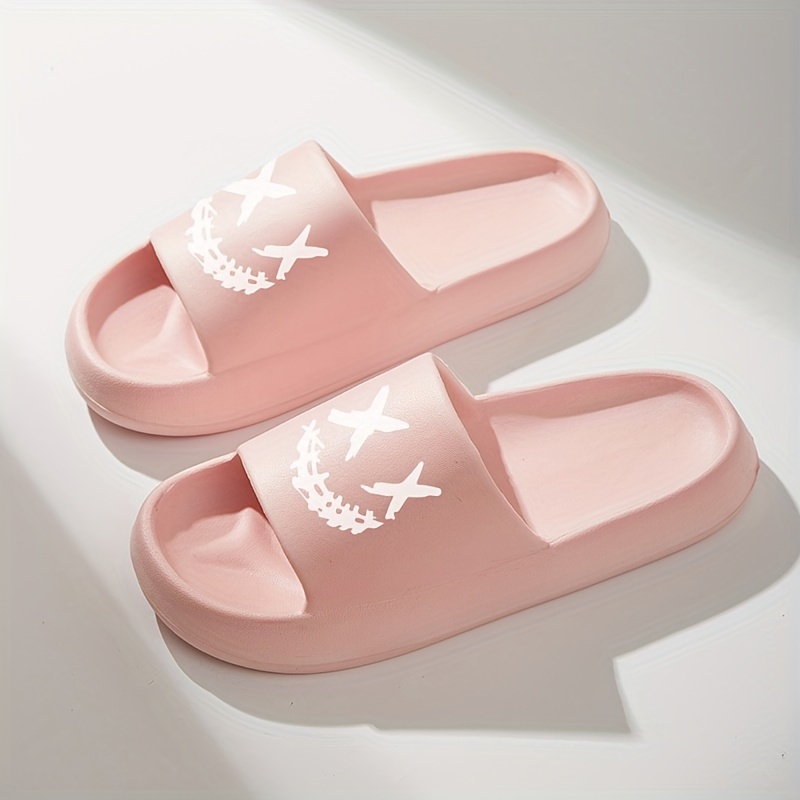 mens smiling face pillow slides casual non slip slippers open toe shoes for indoor outdoor beach shower spring and summer details 13